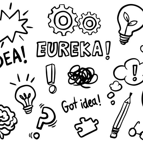 Collection of Hadrawn Doodles About Ideas, Thinking and Knowledge